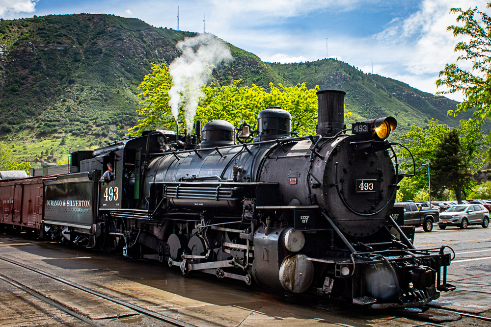 Steam engine of the Durango Silverton Railroad in Durango, Colorado